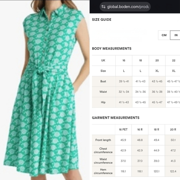 🇬🇧 Boden Green Sleeveless Cotton Front-Tie Floral Print Midi Dress - Picture 15 of 16